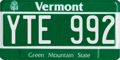 VT license plate YTE992