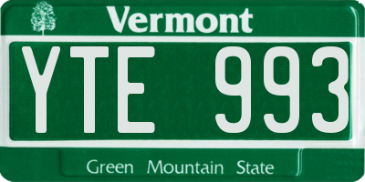 VT license plate YTE993