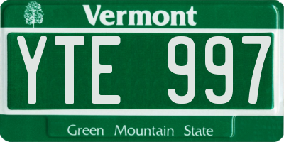 VT license plate YTE997