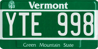 VT license plate YTE998