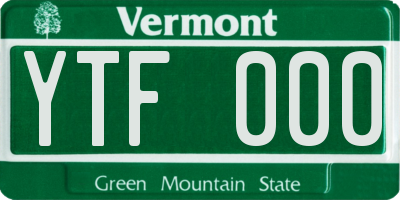 VT license plate YTF000
