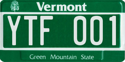 VT license plate YTF001