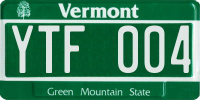 VT license plate YTF004