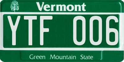 VT license plate YTF006