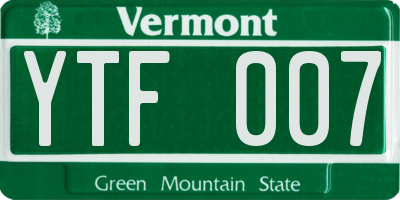 VT license plate YTF007