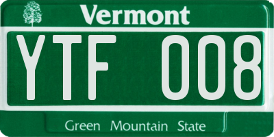 VT license plate YTF008
