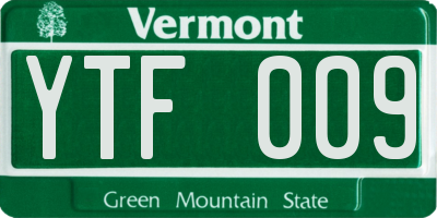 VT license plate YTF009