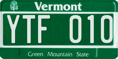 VT license plate YTF010
