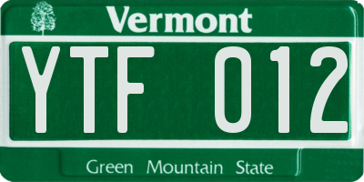 VT license plate YTF012