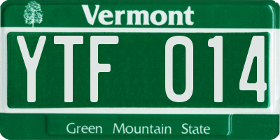 VT license plate YTF014