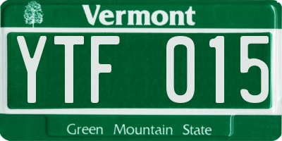 VT license plate YTF015