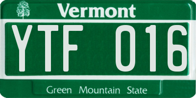 VT license plate YTF016