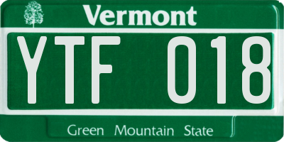 VT license plate YTF018