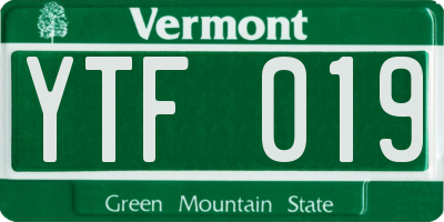 VT license plate YTF019