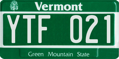 VT license plate YTF021
