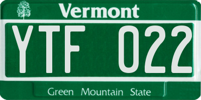 VT license plate YTF022