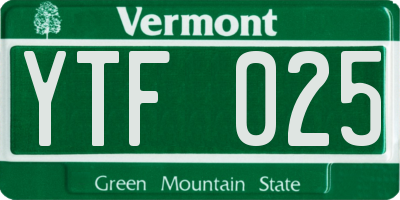 VT license plate YTF025