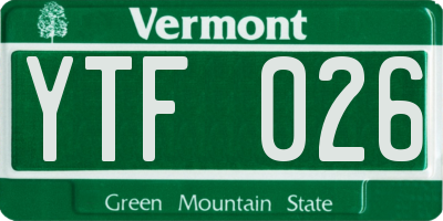 VT license plate YTF026