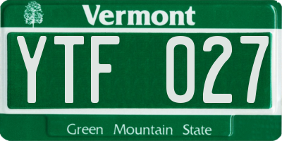 VT license plate YTF027