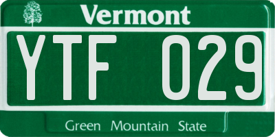 VT license plate YTF029
