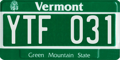 VT license plate YTF031