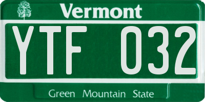 VT license plate YTF032