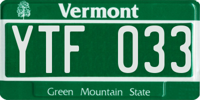 VT license plate YTF033