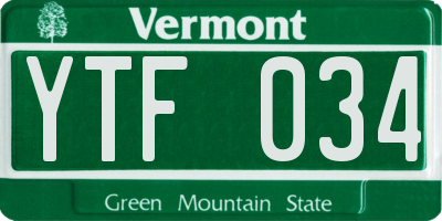 VT license plate YTF034