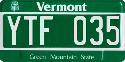 VT license plate YTF035
