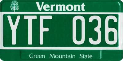 VT license plate YTF036