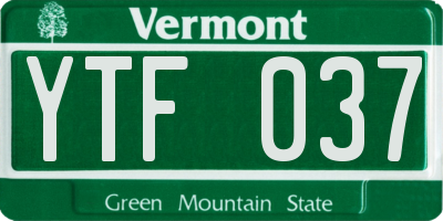 VT license plate YTF037