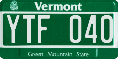 VT license plate YTF040