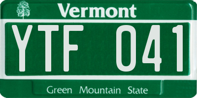 VT license plate YTF041