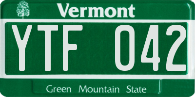 VT license plate YTF042
