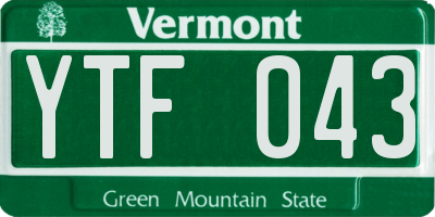 VT license plate YTF043