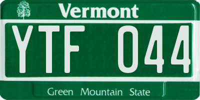 VT license plate YTF044