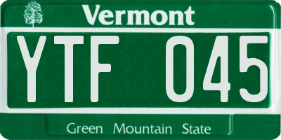 VT license plate YTF045