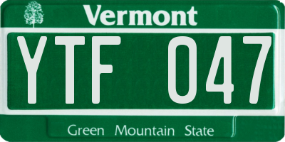 VT license plate YTF047