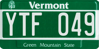 VT license plate YTF049