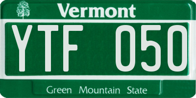 VT license plate YTF050