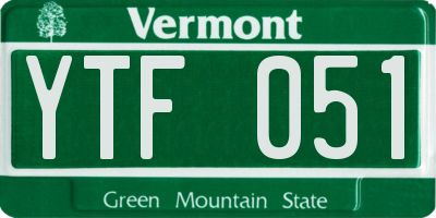 VT license plate YTF051