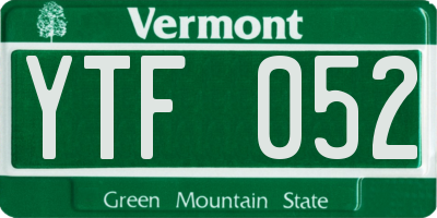 VT license plate YTF052