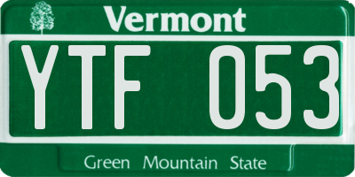 VT license plate YTF053