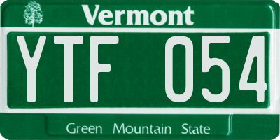 VT license plate YTF054