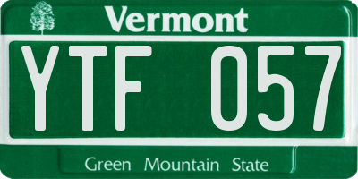 VT license plate YTF057