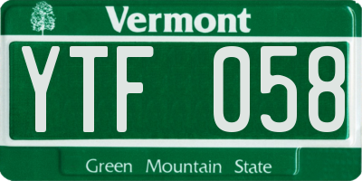VT license plate YTF058