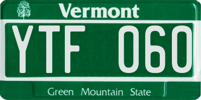 VT license plate YTF060