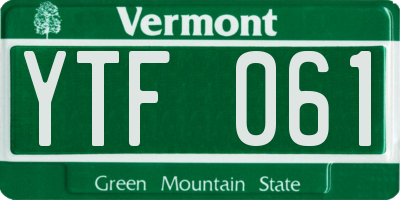 VT license plate YTF061
