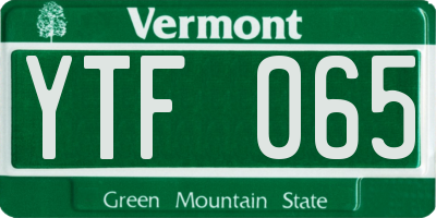 VT license plate YTF065