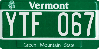VT license plate YTF067